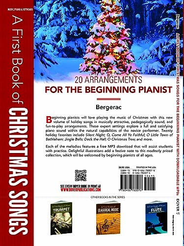 A First Book of Christmas Songs: For The Beginning Pianist with Downloadable MP3s (Dover Classical Piano Music For Beginners)