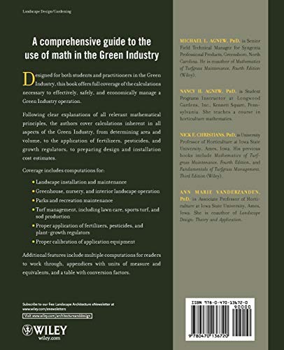 Mathematics for the Green Industry: Essential Calculations for Horticulture and Landscape Professionals