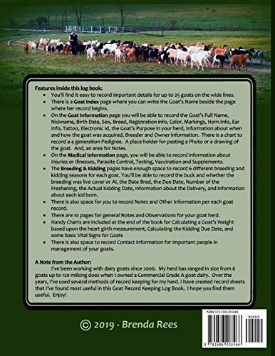 The Goat Record Keeping Log Book: A Journal Designed for Goat Owners to Organize and Track Vital Information (Farm Management Record Logbooks)