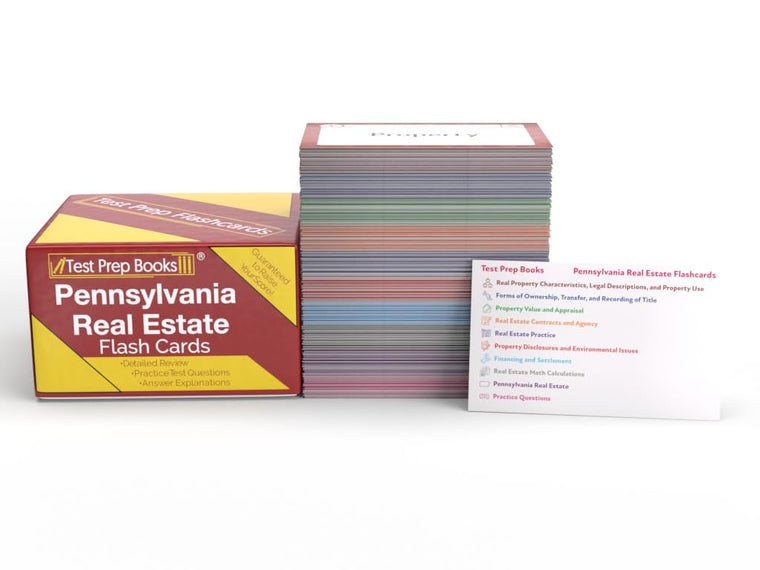 Pennsylvania Real Estate Study Cards: Pennsylvania Real Estate License Exam Prep 2025-2026 with Practice Test Questions [Full Color Cards]