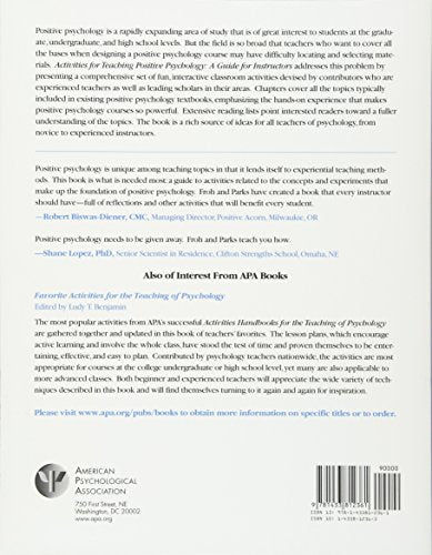 Activities for Teaching Positive Psychology: A Guide for Instructors — back cover