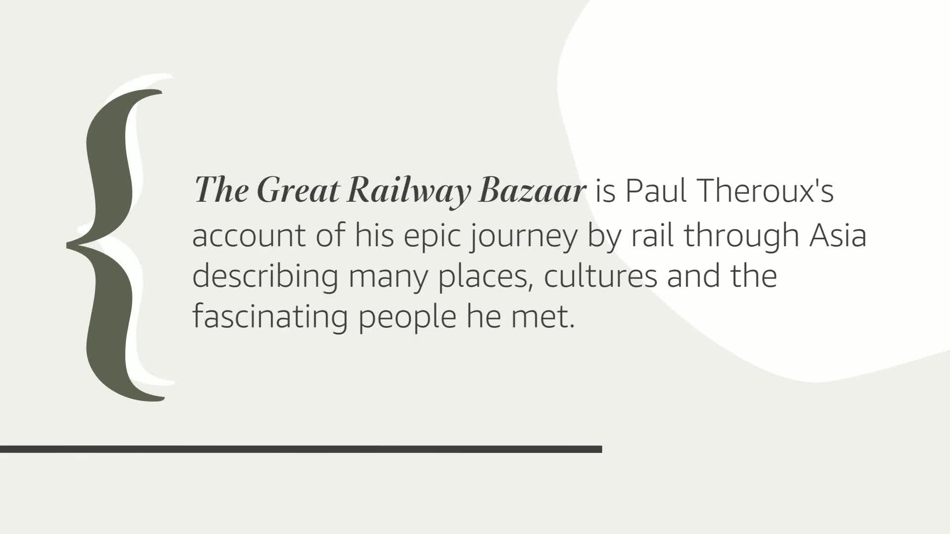 The Great Railway Bazaar