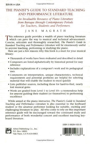 Pianists Guide to Standard Teaching and Performance Literature — back cover