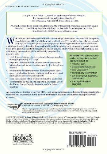 Interventions for Speech Sound Disorders in Children (Communication and Language Intervention) — back cover