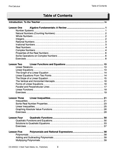 Mark Twain Pre-Calculus Math Workbook, Mathematics Middle School Books Covering Algebra, Trigonometry, Linear Equations, and More, Classroom or Homeschool Curriculum