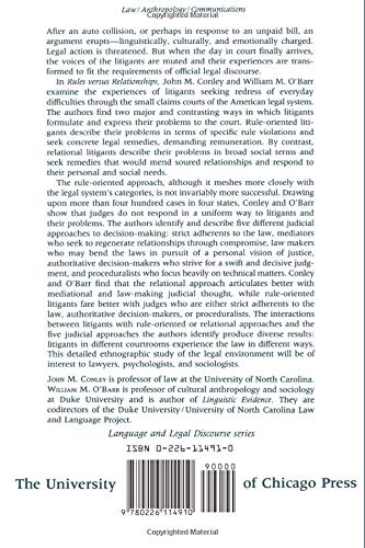 RULES VERUS RELATIONSHIPS: The Ethnography of Legal Discourse (Chicago Series in Law and Society)