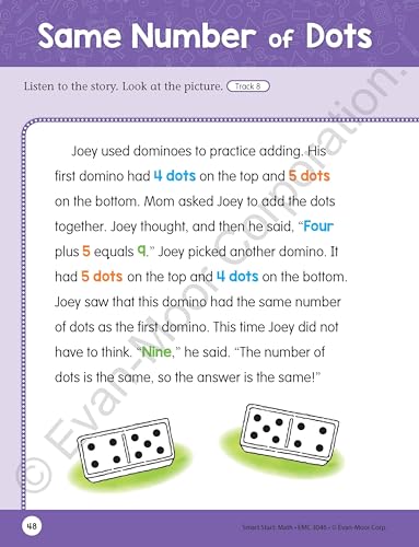 Evan-Moor Smart Start Math, Grade 1 Workbook, Stickers, Audio Read Alouds, Stories and Activities, Learn Numbers, Counting, Measurment, Addition, ... (Smart Start: Math Stories and Activities)