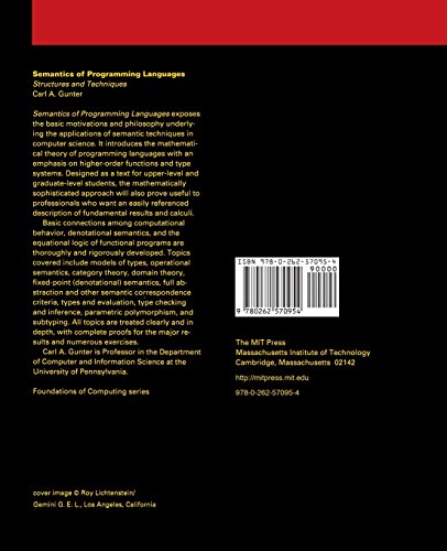 Semantics of Programming Languages: Structures and Techniques (Foundations of Computing)