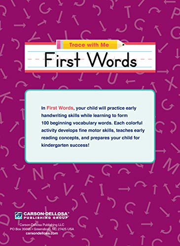 Carson Dellosa  Trace with Me: First Words Handwriting Activity Workbook  Preschool-2nd Grade, 128pgs