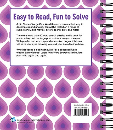 Brain Games - Large Print Word Search: Unwind and Test Your Problem-Solving Skills  Easy to Read, Fun to Solve  Gift for Adults & Seniors