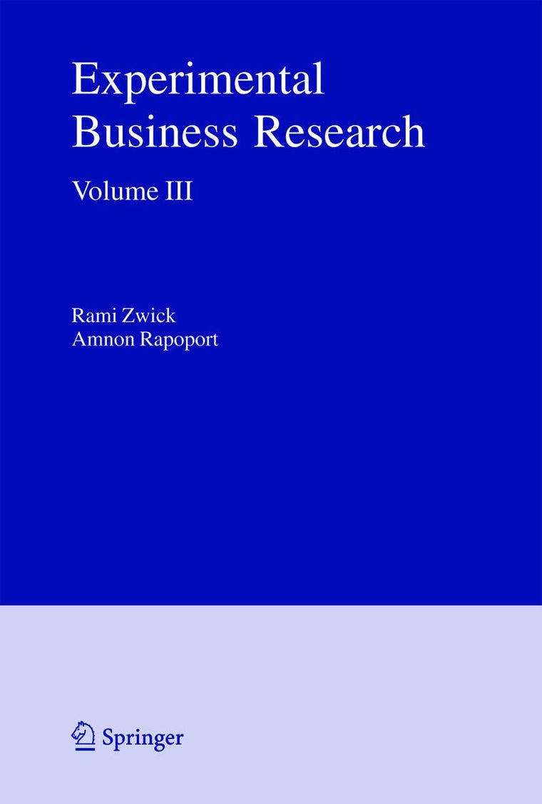 Experimental Business Research: Volume III: Marketing, Accounting and Cognitive Perspectives