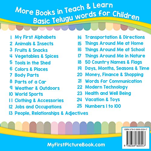 My First Telugu Alphabets Picture Book with English Translations: Bilingual Early Learning & Easy Teaching Telugu Books for Kids (Teach & Learn Basic Telugu words for Children)