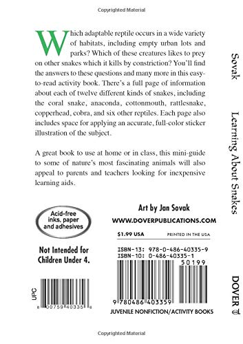 Learning About Snakes (Dover Little Activity Books: Animals)