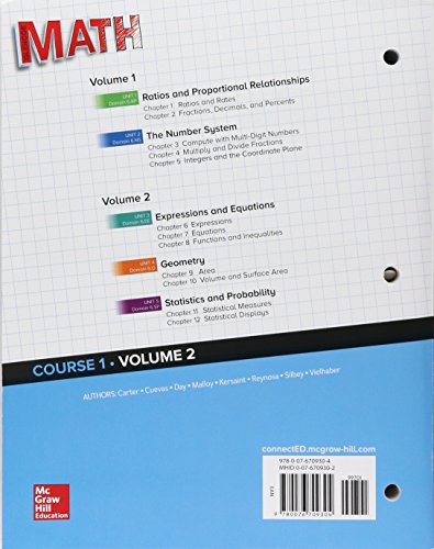 Glencoe Math, Course 1, Student Edition, Volume 2 (MATH APPLIC & CONN CRSE)