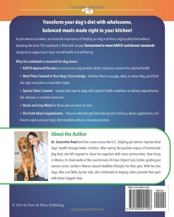 The Authentic Homemade Dog Food Cookbook: Vet-Approved, Nutritious Allergy-Friendly Recipes for Dogs of All Sizes  Comprehensive Feeding Guide, Meal ... (Healthy Homemade Dog Food Cookbook Series)