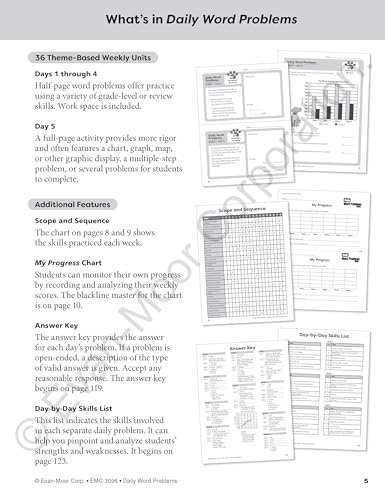 Evan-Moor Daily Word Problems, Grade 6, Homeschooling & Classroom Resource Workbook, Problem-Solving Real Life Math Skills, Reproducible Worksheet ... Graphs, Charts (Daily Word Problems Math)