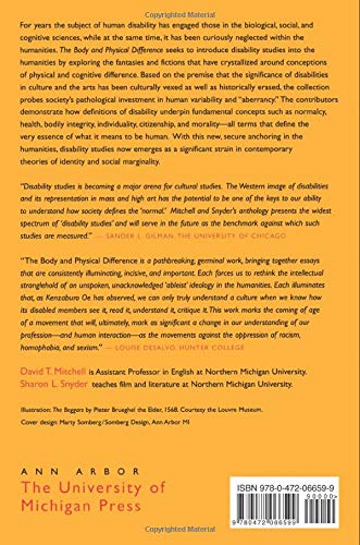 The Body and Physical Difference: Discourses of Disability (The Body, In Theory: Histories Of Cultural Materialism)