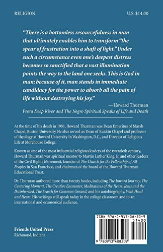 Deep River and the Negro Spiritual Speaks of Life and Death (Howard Thurman Book) — back cover