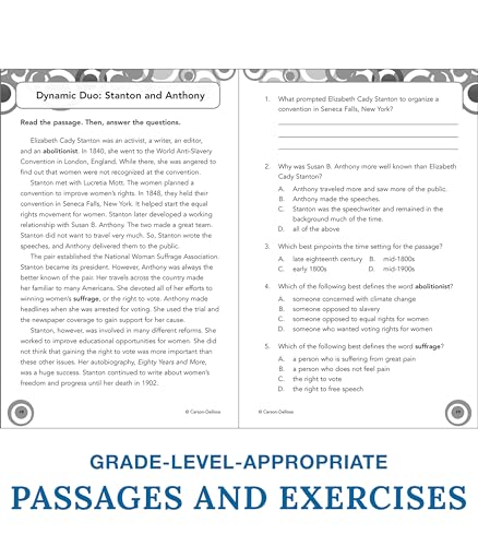 Carson Dellosa Skill Builders Reading Comprehension 6th Grade Workbook, Fiction and Nonfiction Passages, Puzzles, and More, Classroom or Homeschool Curriculum