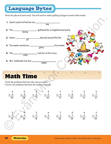 Evan-Moor Daily Summer Activities, Grade 3-4 Workbook, Stickers, Prevent Learning Loss, Reading Comprehension, Writing, Math, Grammar, Punctuation, Spelling, Multiplication, Fractions, Geography, Maps