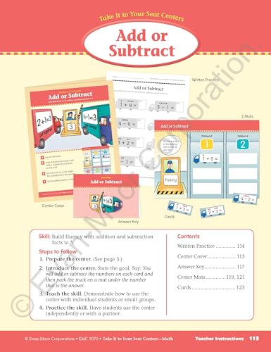 Take It to Your Seat Math Centers, Grade K (Take It to Your Seat Centers)
