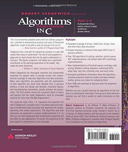 Algorithms in C, Parts 1-4: Fundamentals, Data Structures, Sorting, Searching