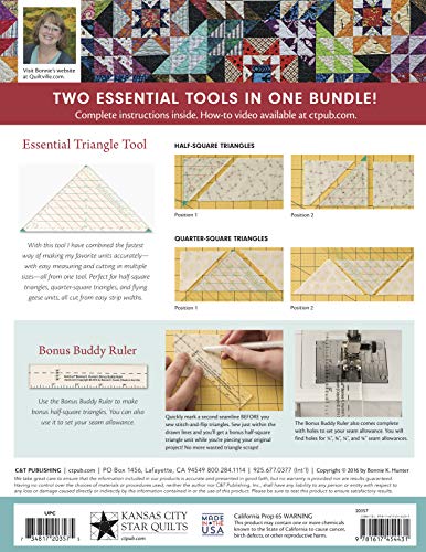 fast2cut Bonnie K. Hunter's Essential Triangle Tool: Quickly Make Half-Square, Quarter-Square, Flying Geese & Bonus Triangles - Plus Mark Perfect Seam ... - FREE Bonus Buddy Ruler (Fast2cut Templates)