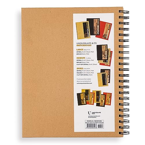 Sketchbook 8.5 x 11" Kraft Spiral Hardcover Mixed Media Sketchbook for Drawing: Acid-Free Quality Paper (128 pages) (Union Square & Co. Sketchbooks)