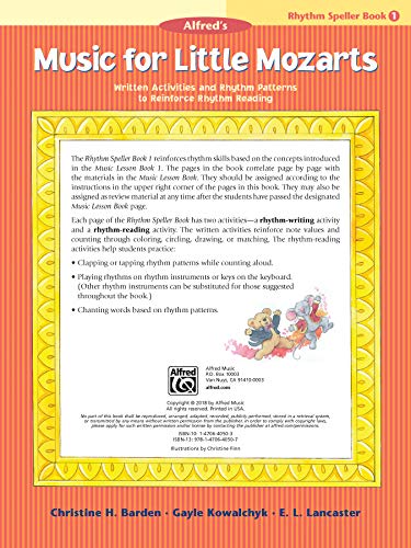 Music for Little Mozarts -- Rhythm Speller, Bk 1: Written Activities and Rhythm Patterns to Reinforce Rhythm-Reading (Music for Little Mozarts, Bk 1)