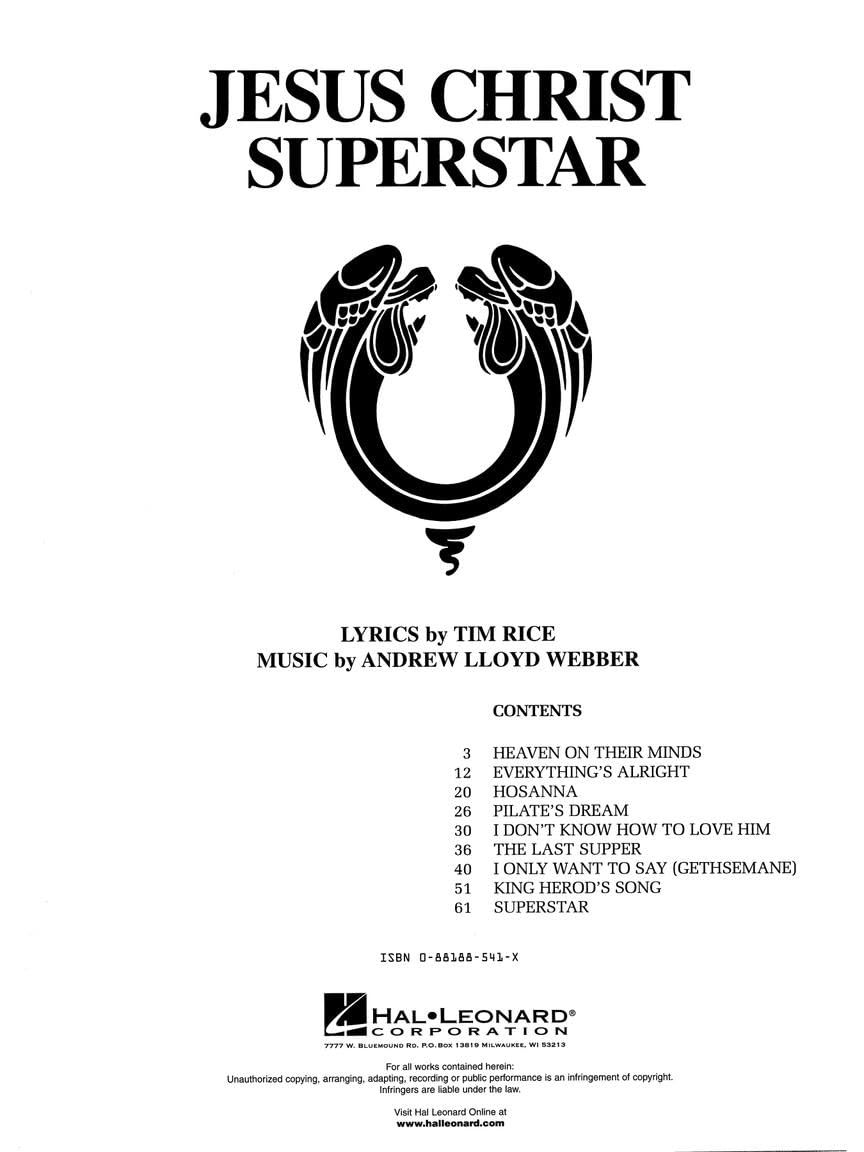 Jesus Christ Superstar Piano Vocal