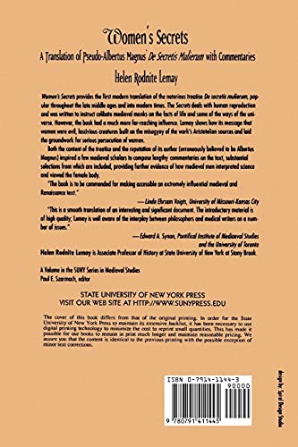 Women's Secrets (Suny Series, Environmental Public Policy) (Suny Series in Medieval Studies)