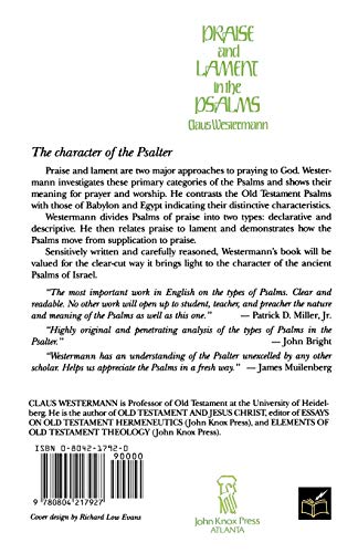 Praise and Lament in the Psalms — back cover