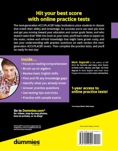 ACCUPLACER For Dummies with Online Practice Tests