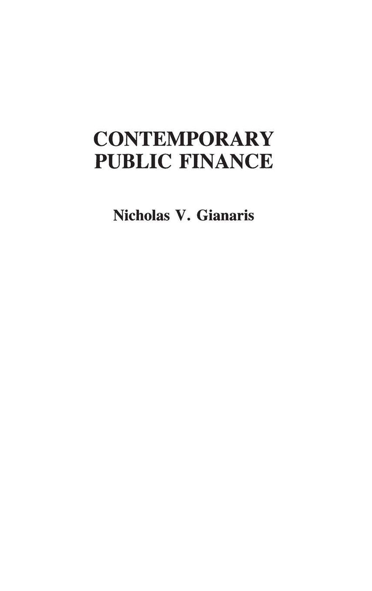 Contemporary Public Finance (Contributions in Economics and)