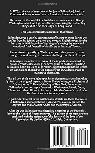 Memoir of Colonel Benjamin Tallmadge