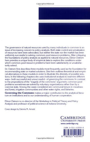 Governing the Commons: The Evolution of Institutions for Collective Action (Political Economy of Institutions and Decisions) — back cover