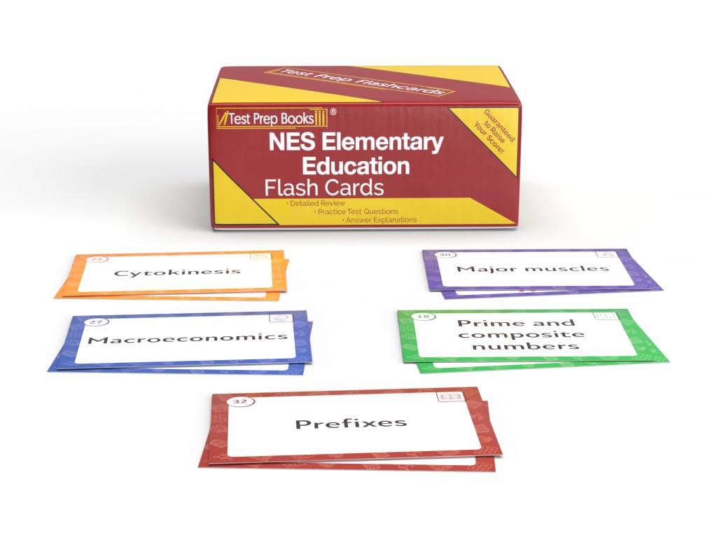 NES Elementary Education Study Cards: NES Elementary Education Subtest 1 and 2 Test Prep and Practice Test Questions [Full Color Cards]