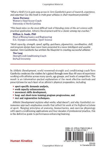 Athletic Development: The Art & Science of Functional Sports Conditioning — back cover