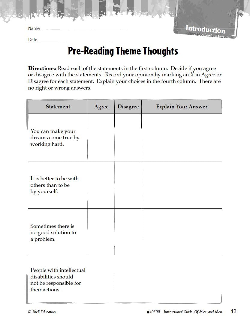 Of Mice and Men: An Instructional Guide for Literature - Novel Study Guide for High School Literature with Close Reading and Writing Activities (Great Works Classroom Resource)
