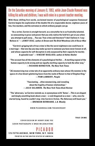 The Adversary: A True Story of Monstrous Deception — back cover