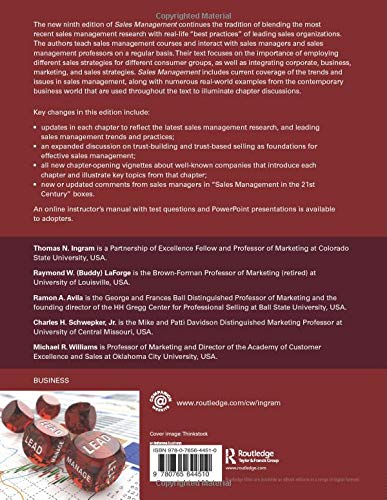 Sales Management: Analysis and Decision Making