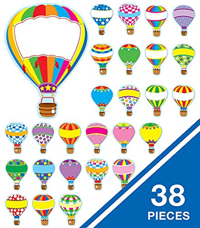 Carson Dellosa Hot Air Balloons Bulletin Board Set, Colorful Cutouts for Name Tags, Desks, Cubbies, Lockers, Organizing Classroom Supplies, Classroom Decor (38 pc)
