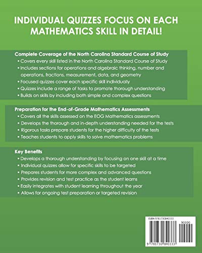 NORTH CAROLINA TEST PREP Mathematics Quiz Book End-Of-Grade Mathematics Practice Grade 3: Preparation for the EOG Mathematics Assessments