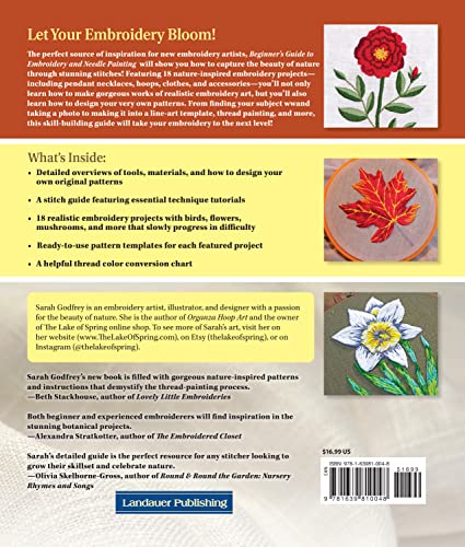 Beginner's Guide to Embroidery and Needle Painting: Create Your Own Nature-Inspired Designs with 18 Projects (Landauer) Learn How to Design Thread Painting Patterns from Photos Step-by-Step