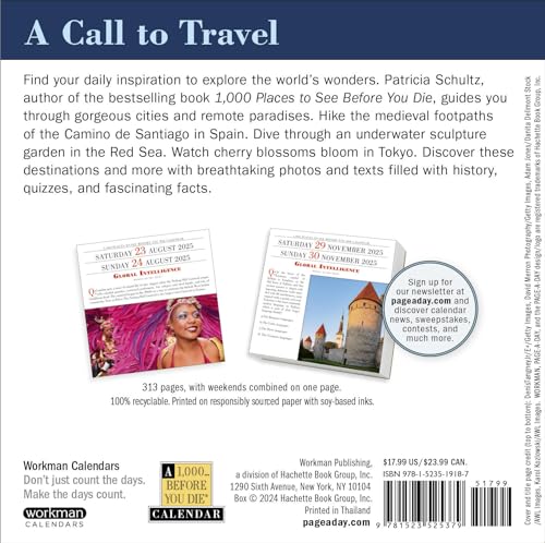 1,000 Places to See Before You Die Page-A-Day? Calendar 2025: A Year of Travel