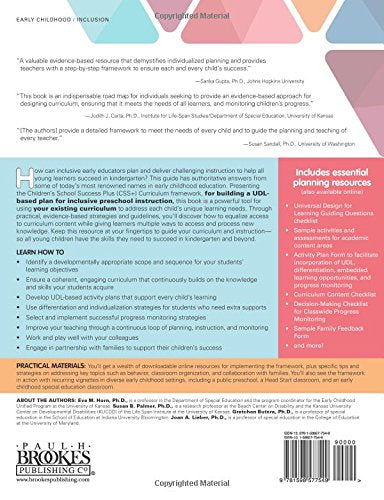 Six Steps to Inclusive Preschool Curriculum: A UDL-Based Framework for Children's School Success — back cover