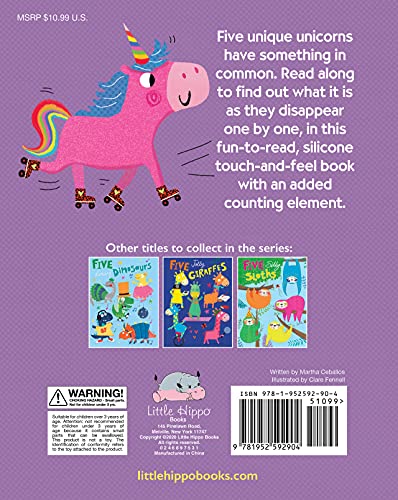 Five Unique Unicorns - Silicone Touch and Feel Board Book - Counting