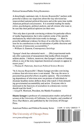 Is Anyone Responsible?: How Television Frames Political Issues (American Politics and Political Economy Series)