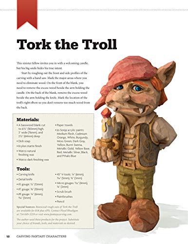 Carving Fantasy Characters: Patterns and Techniques for 15 Projects (Fox Chapel Publishing) Caricature Woodcarving a Step-by-Step Troll, plus Designs for Merlin, Elf, Gnome, Orc, Pixie, and More