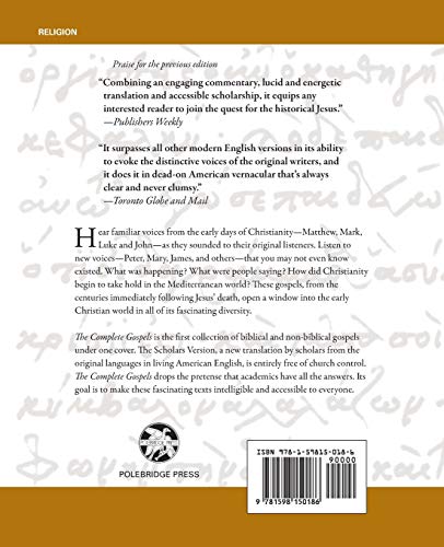 The Complete Gospels: The Scholars Version — back cover